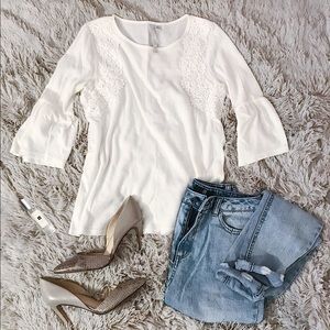 LC White Bell Sleeve Shirt